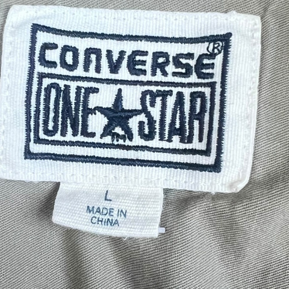 Converse One Star Mens Khaki Long Sleeve Utility Button Down Work Shirt Large - Picture 6 of 6